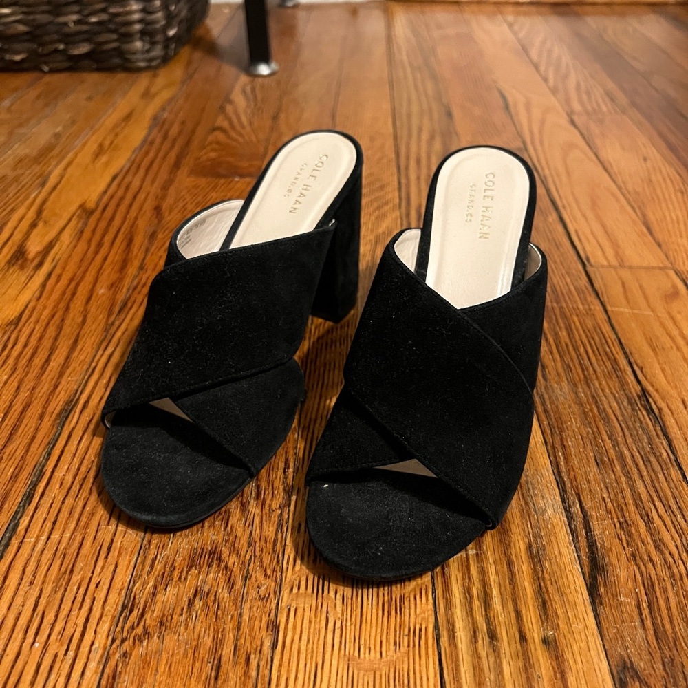 Cole Haan Black Mules with Block Heel